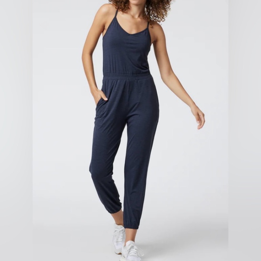 NWOT VUORI Lux Navy Blue Jumpsuit Sz Large L Pant One Piece